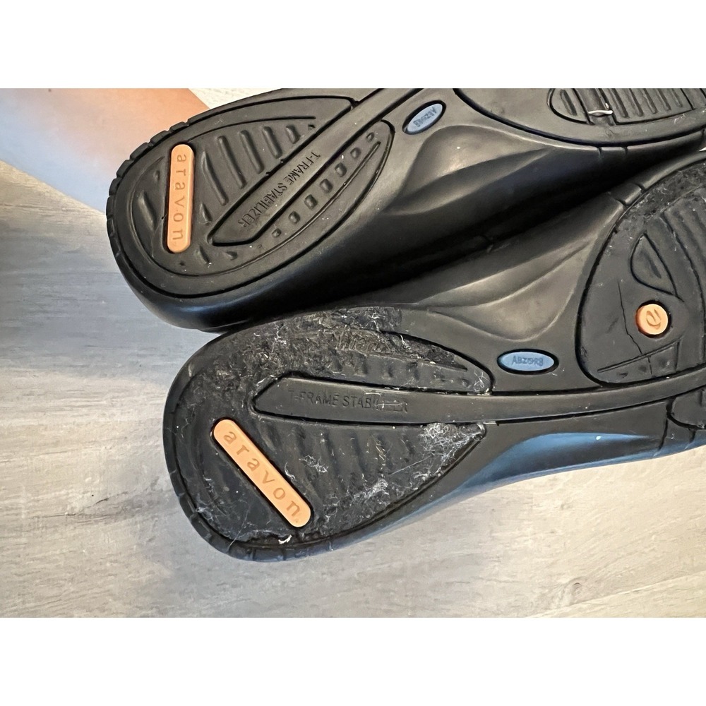 Aravon New Balance Shoes Womens 8.5 D Farah Mary Jane Black Leather Hook & Loop - Picture 7 of 8